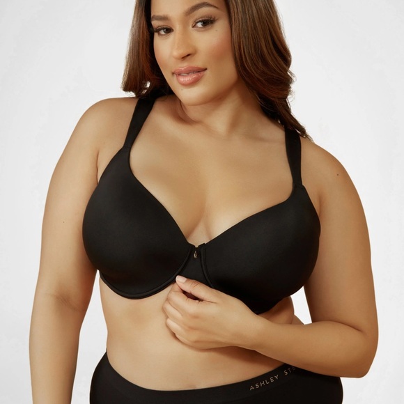 Ashley Stewart Other - Ashley Stewart Black Full Coverage Micro Underwired Lace T-Shirt Bra 46D